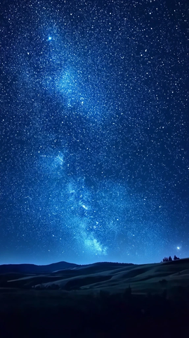 满天繁星与银河横跨夜空