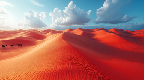 沙漠骆驼商队沙丘