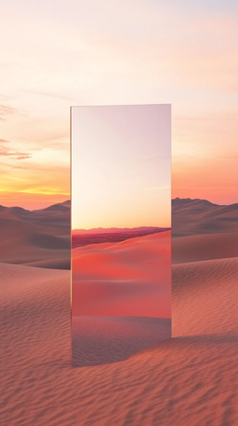 沙漠镜面与宁静日落