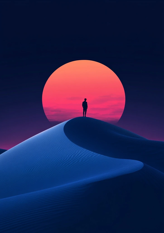 沙漠日出蓝粉渐变