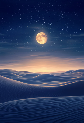 沙漠月夜平坦沙地