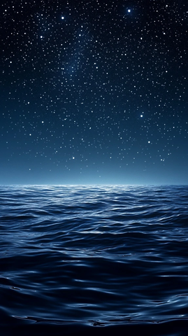 夜海星光与平静水面