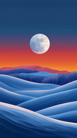 雪地起伏月夜黄昏