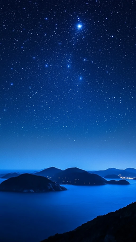 海岛星空与海洋风景