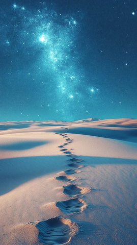 沙漠足迹与星空背景