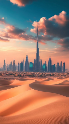 沙漠沙丘城市剪影