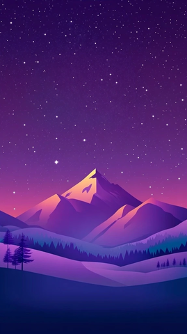 星空白山草地树丛