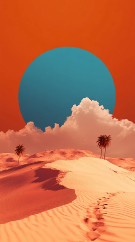 沙漠阳光棕榈风景