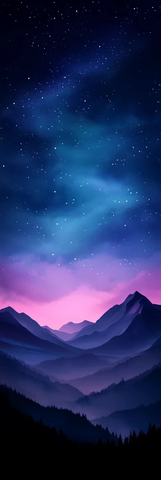 极光渐变背景与暗色山脉