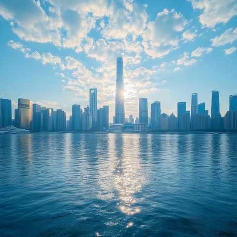 城市滨水风光与摩天大楼的美丽全景