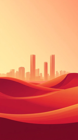 红色沙丘与玻璃塔楼