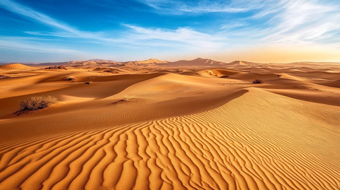 沙漠沙丘热浪远山