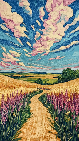 印象派风景木刻版画