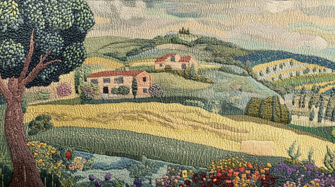 绣花拼贴田园风光