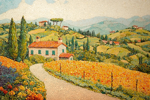 田园风光点彩画