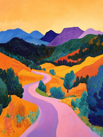 山路蜿蜒穿越山丘