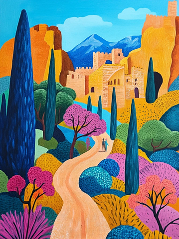 沙漠古迹与葡萄园风光