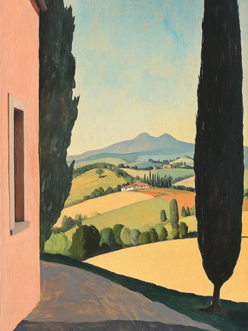 窗外山景与曲径