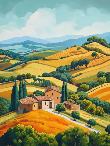 翠绿山丘绚丽色彩空中俯瞰