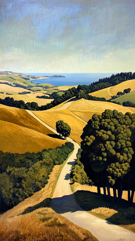 夏午山丘树影海岸