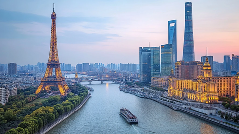 埃菲尔铁塔与现代都市建筑的壮丽景象