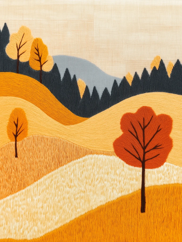 秋收稻田针织风景