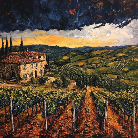 葡萄园卷曲山丘纹理天空