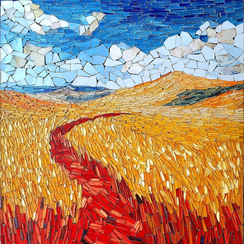 小麦田红白黄黑拼贴