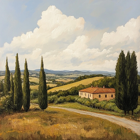 田园风光油画风格