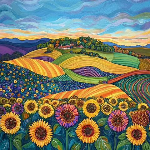 向日葵田野与农庄