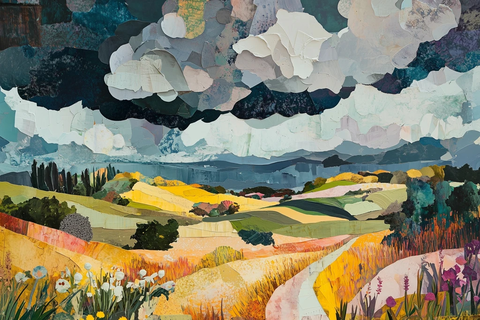 乡村风景纸拼贴画