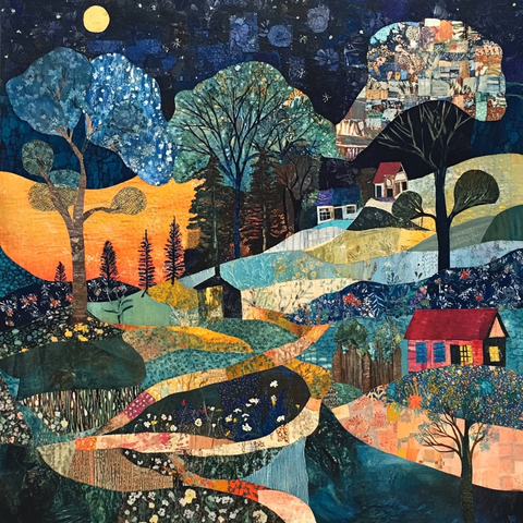 夜间风景拼贴画