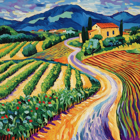 农田道路山脉风景