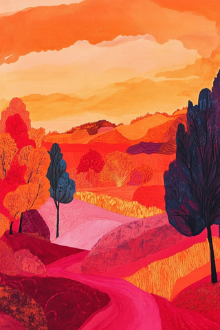 橙红色景观图案设计