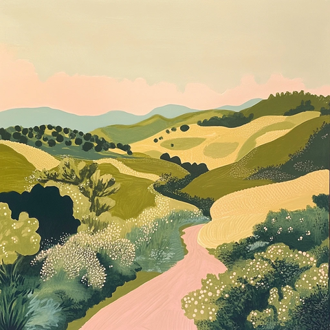 橄榄绿与淡粉景色