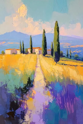 田野柏树远山人家