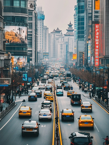 城市街道交通繁忙景象