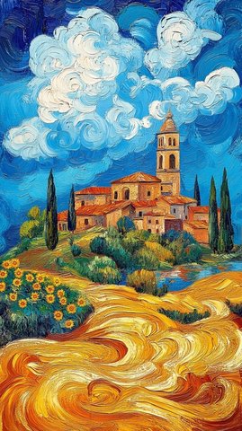 向日葵环绕古竞技场麦浪轻舞