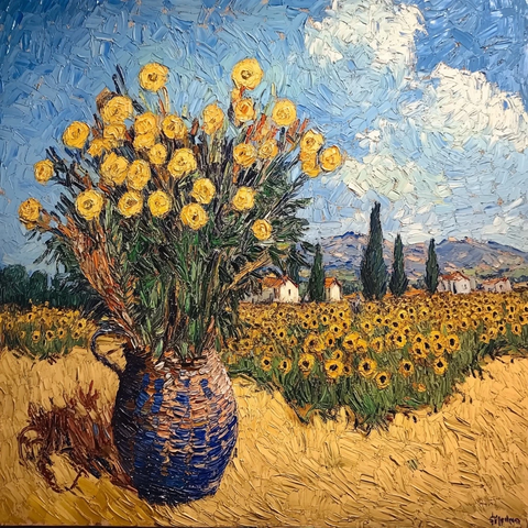 梵高画风与简约风格对比