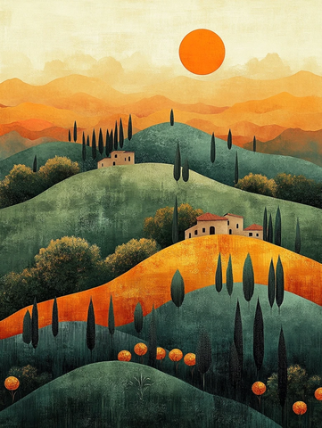 彩色云霞山林晚景