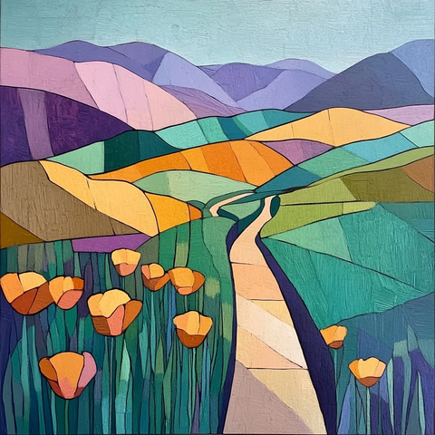 绿谷散布紫色蓝山