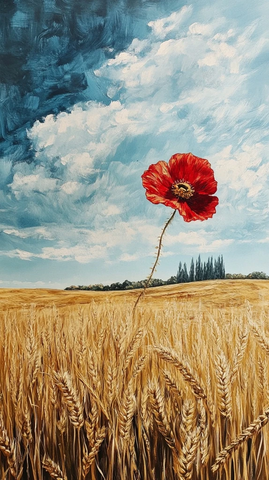 麦田中的红色罂粟