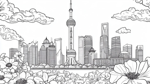 东方明珠塔下的城市建筑群鸟瞰图