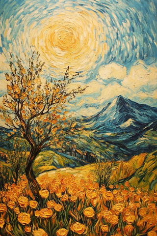 油画风格静物花卉