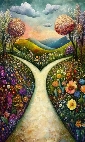 分岔路花田风景