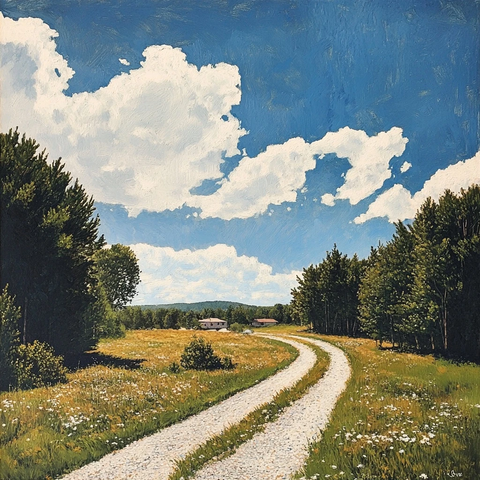 路边树林与学校景观