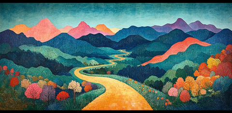 山景道路色彩几何构图