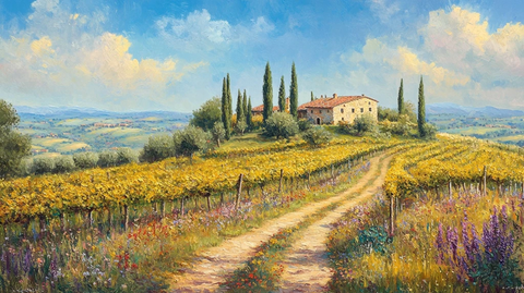 石屋葡萄园与野花风光