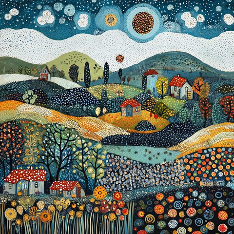 波点图案风景画