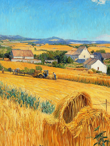 麦田收割场景与农机作业